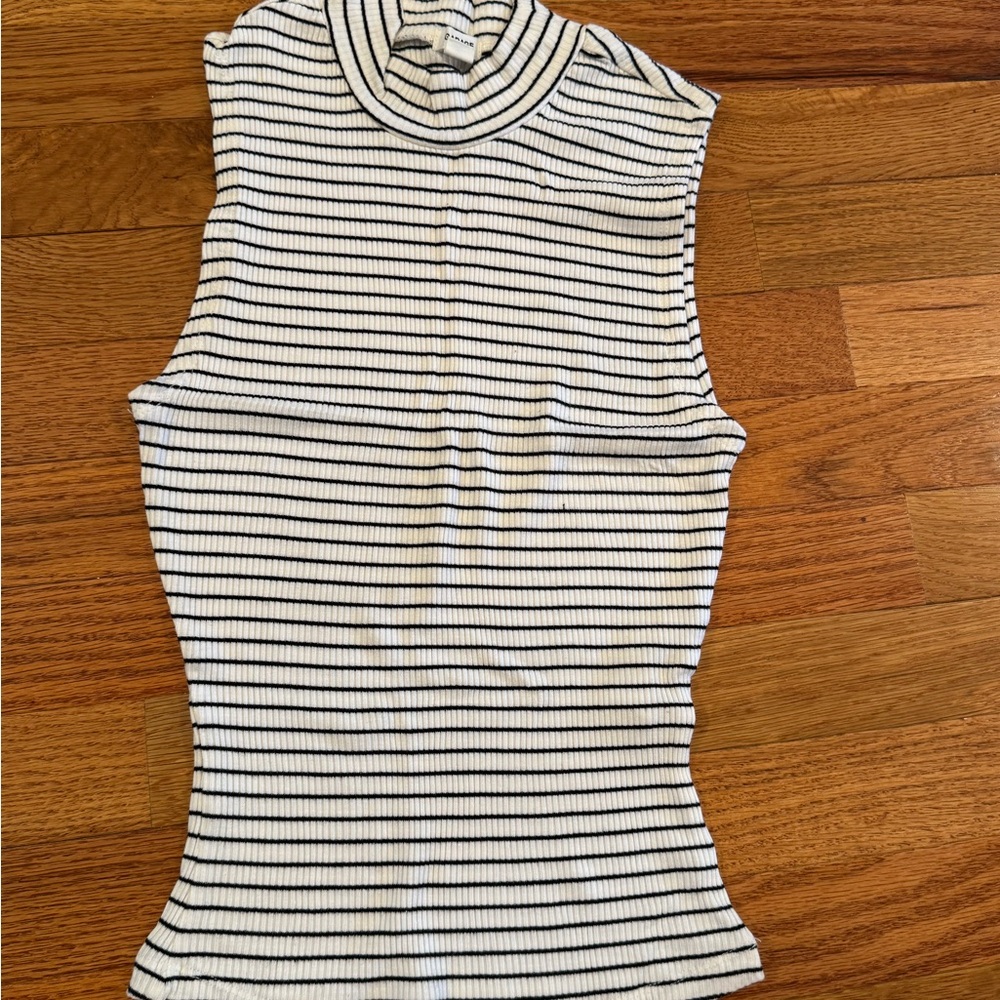 Garage Black and White Ribbed Sleeveless Tank Top